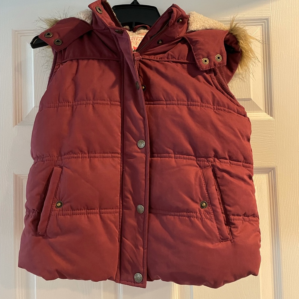 Fat Face girls vest with faux fur lined hood